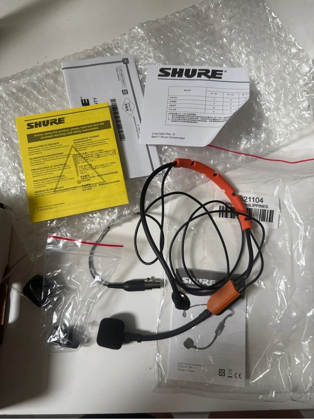 Shure Orange Headset Fitness Microphone - SM31FH